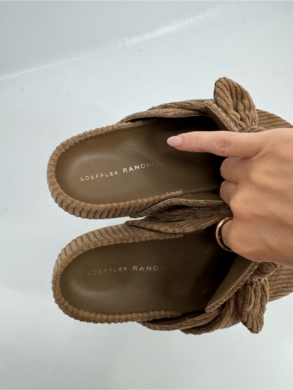 LOEFFLER RANDALL Bree Studded Clog Corduroy Mushroom Brown Slip On Size 8 - Picture 9 of 9